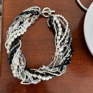 Stane & Slane multistrand pearl, onyx, and labradorite necklace